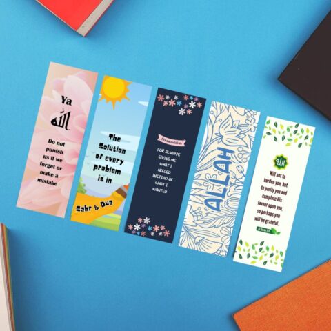 Allahu Bookmark Pack of 8 | Islamic Bookmarks for Quran & Study